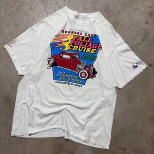 Vintage Y2K Hot Rod T Shirt Robbers Cave Fall Foliage Cruise Oklahoma‎ White XL